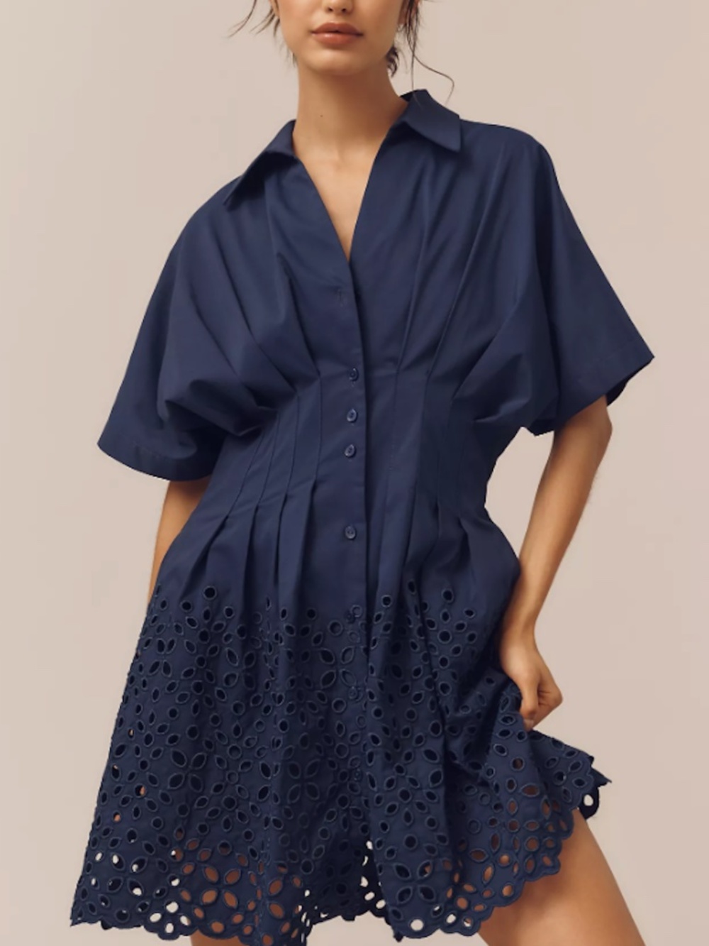 Tobie Eyelet Mini Shirtdress by Exquise Anthropologie